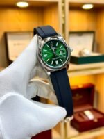 Rolex second copy quartz watch with date and silicone strap