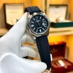 Rolex second copy quartz watch with date and silicone strap
